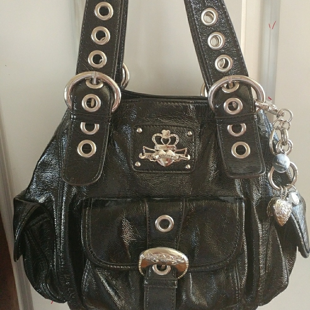 Kathy VanZeeland black patent leather purse